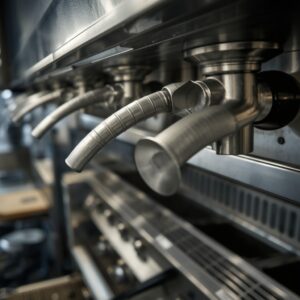 Fire suppression system nozzles above commercial cooking equipment