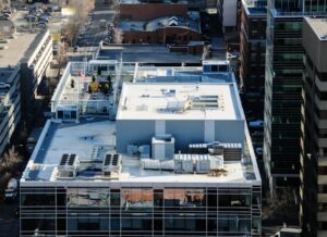 Commercial building rooftop HVAC system.