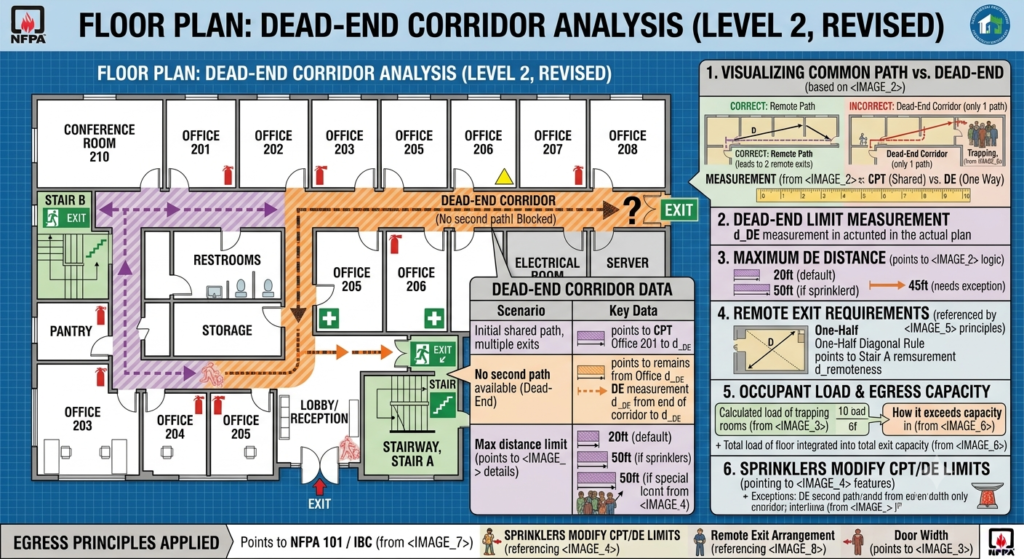 Floor plan showing a dead-end corridor with no exit