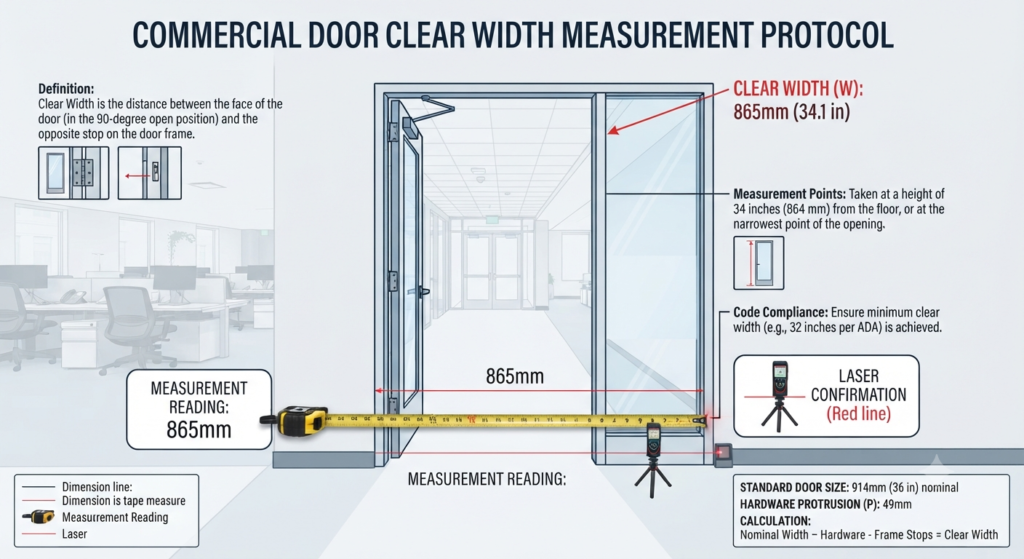 Measuring corridor width in a commercial building