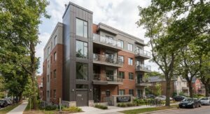 Apartment building with direct exit to outside
