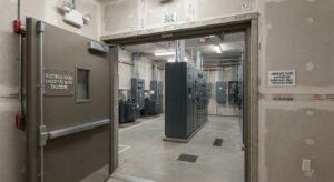 Electrical room with 2-hour fire-rated enclosure
