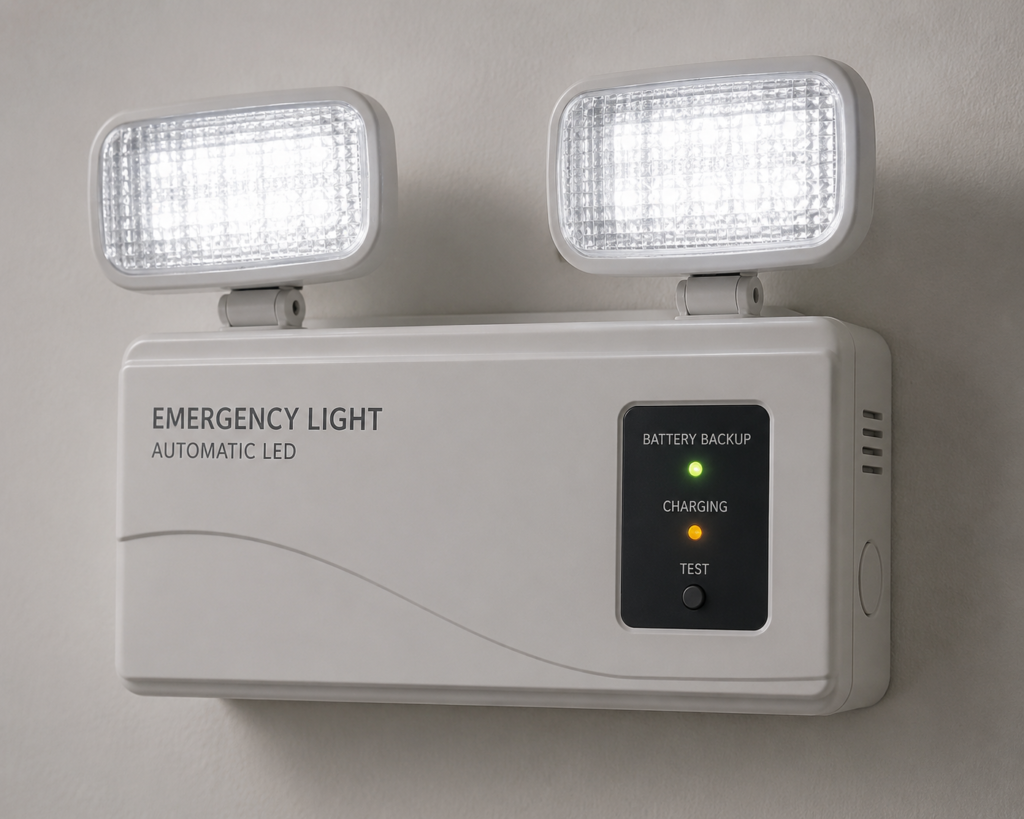 Emergency light fixture with battery backup indicator