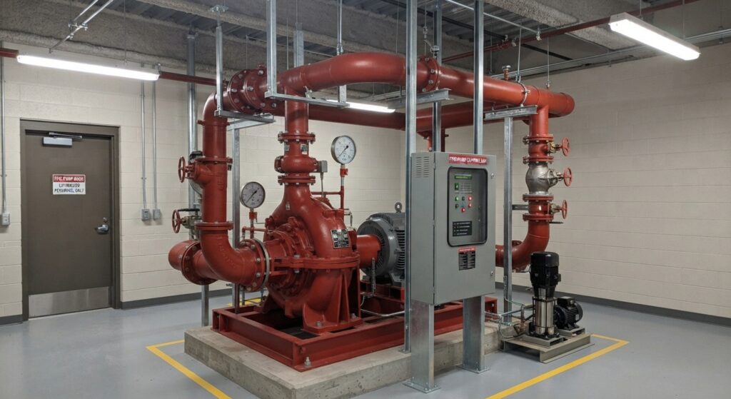 Fire pump in a commercial building