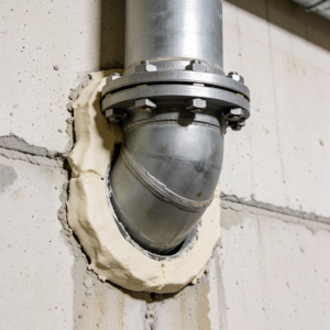 Firestop material around a pipe penetration