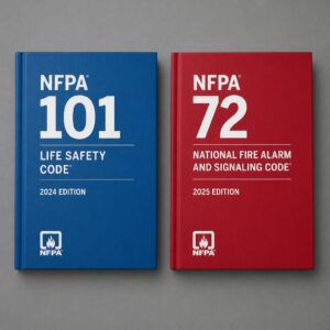 NFPA 101 and NFPA 72 code books
