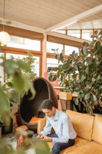 WELL-certified office interior with plants and natural light