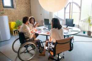 Diverse group of people in an inclusive commercial workspace