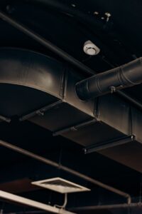 Smoke detector on a commercial building ceiling