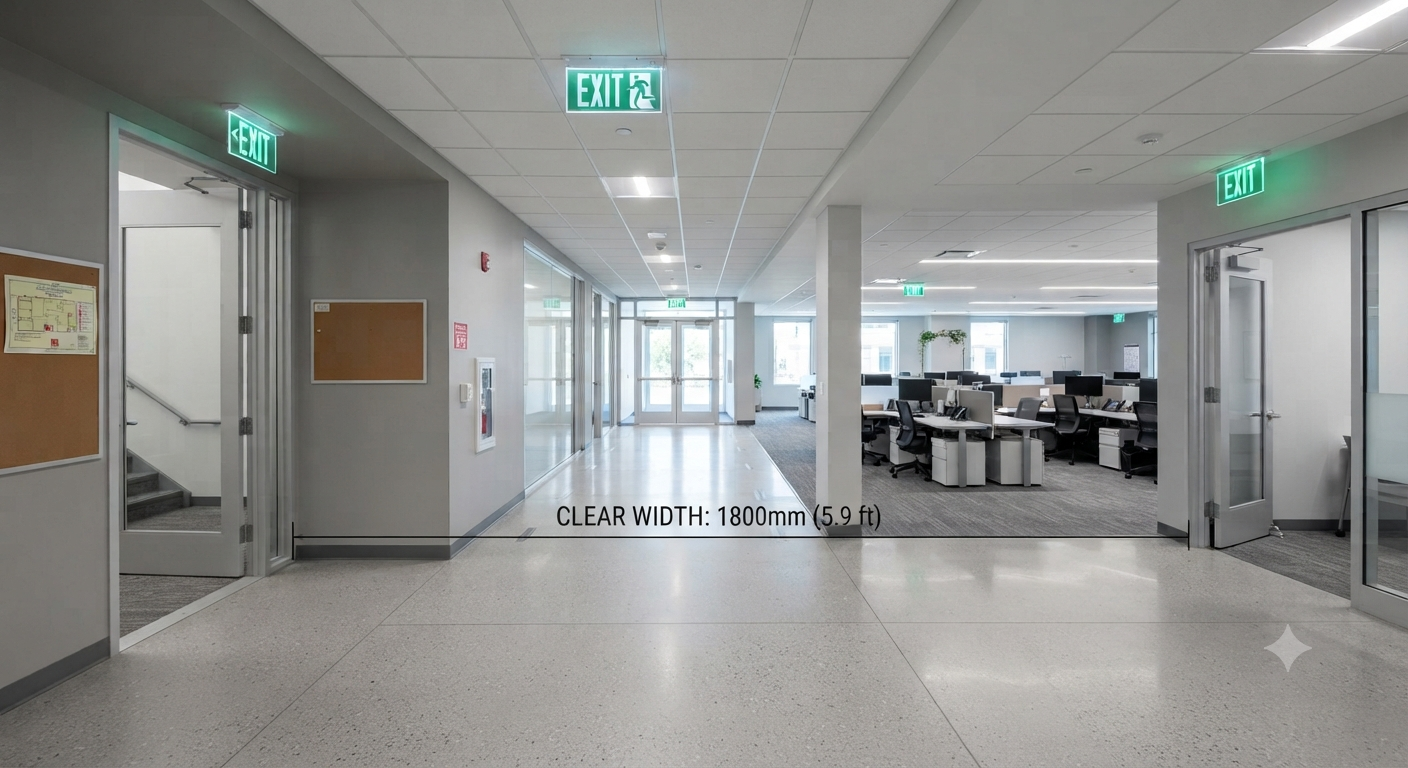 Corridor Width, Door Clear Width, and Stair Dimensions (NFPA 101 Cheat Sheet)