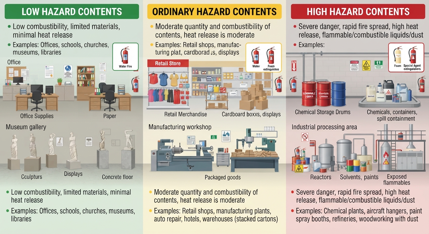Hazard Classification (Low, Ordinary, High) and Hazardous Areas (NFPA 101)
