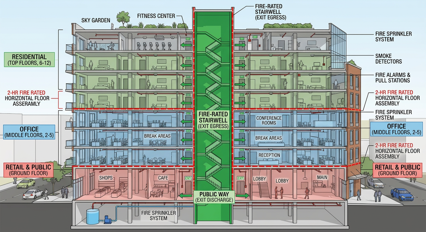Fire Safety for Mixed-Occupancy Buildings: Navigating Conflicting Code Requirements